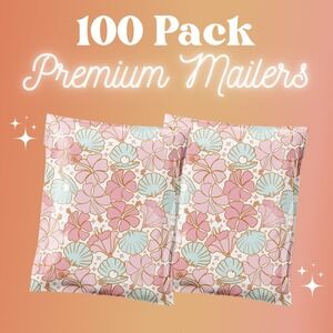 Beachy Sea Shells Poly Mailers 10x13 Inch 100 Pack Shipping Supplies Spring